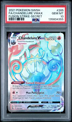 Pokemon TCG Chandelure VMAX 040/264 Fusion Strike Ultra Rare PSA 10 - Image 1