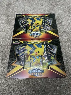 TWO Pokemon TCG: Shining Fates Pikachu V Collection Box 2021 SEALED - Image 1