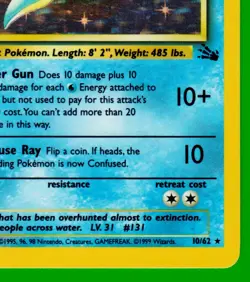 Lapras Pokemon TCG WOTC 1999 10/62 Unlimited Holo Rare Fossil Set NM/MINT!! - Image 5