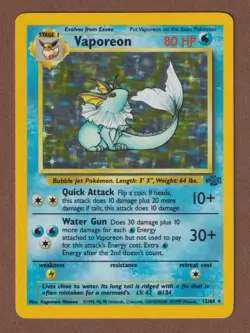 1999 Pokemon Vaporeon Holo Rare #12/64 Jungle Set Vintage - English - MINT - 301 - Image 1