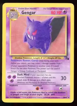 Gengar Fossil 20/62 Regular Unlimited Rare Pokemon Card WOTC - Image 1