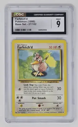 Farfetch'd (27/102) CGC 9 Mint (1999) Pokemon Unlimited Base Set trading card - Image 1
