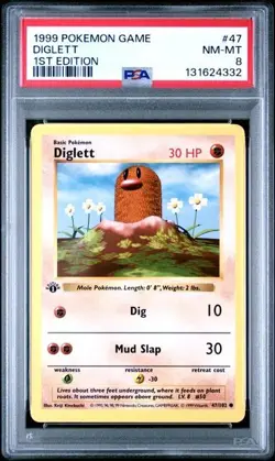 Base Set 1st Edition DIGLETT #47/102 PSA 8 1999 Pokemon Card Game - Image 1