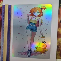 1 OVERSIZED JUMBO POKEMON CARD W/ TOP LOADER! Custom Art Misty with Psyduck! - Image 5