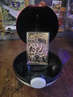 23K Gold Plated CHARIZARD Trading Card 1999 Burger King Pokemon Ball - Image 1
