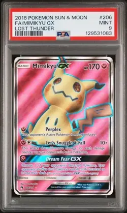MIMIKYU GX #206 PSA 9 2018 POKEMON SUN & MOON LOST THUNDER FULL ART - Image 1