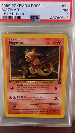 1999 POKEMON FOSSIL MAGMAR 1ST EDITION #39 PSA 7 NEAR MINT - Image 1