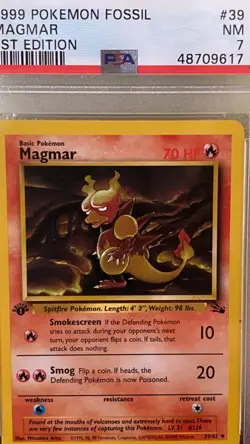 1999 POKEMON FOSSIL MAGMAR 1ST EDITION #39 PSA 7 NEAR MINT - Image 2