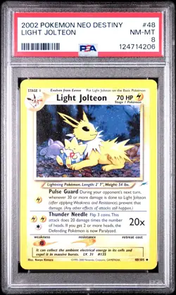 2002 POKEMON NEO DESTINY #48 LIGHT JOLTEON PSA 8 - Image 1