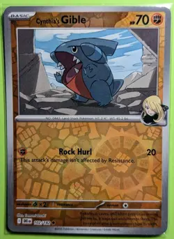 ⭐Reverse Holo Cynthia's Gible 102/182 Common SV10: Destined Rivals Pokemon TCG - Image 1