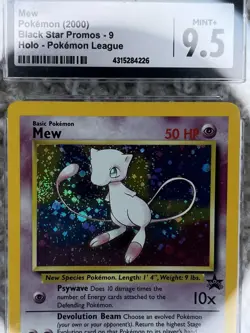 Mew Black Star Promo Pokemon League CGC 9.5 WOTC 2000 #9 Tail Swirl Low POP - Image 2