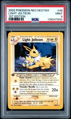 2002 POKEMON NEO DESTINY 1ST ED #48 LIGHT JOLTEON PSA 9 - Image 1