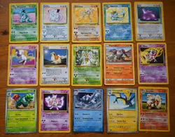 Pokemon Cards Random 15 Card Lot Nidoqueen Clefairy Vaporeon 1995 Holo Regular - Image 1