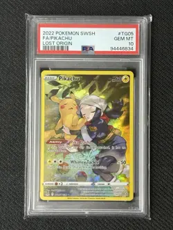 Pikachu TG05/TG30 Swsh11 Trainer Holo Card PSA 10 Lost Origin - Image 1