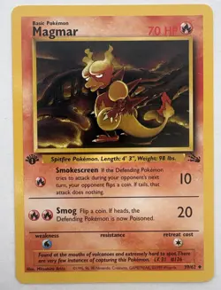 Pokemon TCG Magmar 1st Edition Fossil Card 39/62 Vintage 1999 Near Mint NM - Image 1