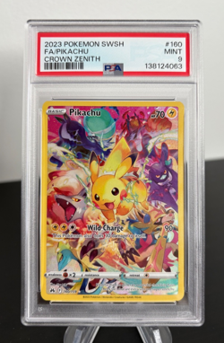 Pokemon 2023 PSA 9 Pikachu Full Art Secret Rare Crown Zenith 160/159 Card - Image 1