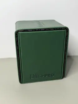 Mtg Ultra Pro Deck Box Leather Alcove Flip Magnetic Green Mana Symbol Foil Used - Image 2