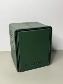 Mtg Ultra Pro Deck Box Leather Alcove Flip Magnetic Green Mana Symbol Foil Used - Image 4