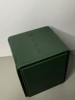 Mtg Ultra Pro Deck Box Leather Alcove Flip Magnetic Green Mana Symbol Foil Used - Image 5