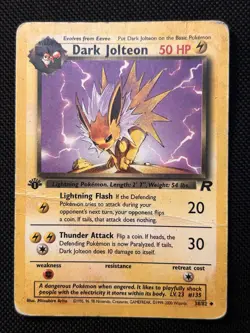 DARK JOLTEON 38/82 UNCOMMON TEAM ROCKET POKEMON 1ST EDITION DMG - Image 1