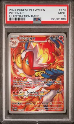 2024 POKEMON TWM EN-TWILIGHT MASQUERADE ILLUSTRATION RARE #173 INFERNAPE PSA 9 - Image 1