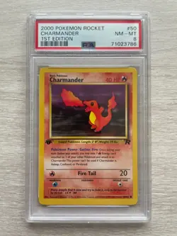 Pokemon TCG-Charmander 50/82 Rocket 1st Edition PSA 8 NM-MT - Image 1