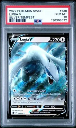 2022 POKEMON SWORD & SHIELD SILVER TEMPEST #138 LUGIA V GEM MT PSA 10 - Image 1