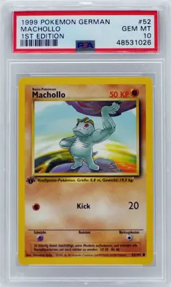 Pokemon 1st Edition Base Set German Machop (Machollo) 52/102 PSA 10 Gem Mint - Image 3