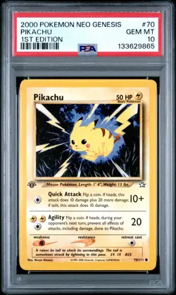 2000 POKEMON NEO GENESIS 1ST ED #70 PIKACHU PSA 10 - Image 1