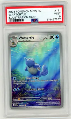 2023 Pokemon Mew-EN 151 Wartortle Illustration Rare #171 PSA 9 Mint - Image 1