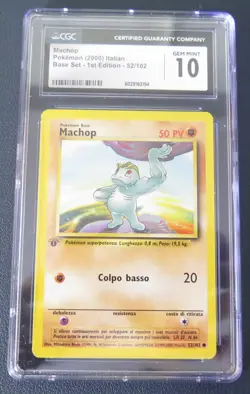 MACHOP #52/102 CGC GEM MINT 10 • 2000 Pokemon ITALIAN 1st Edition Base Set - Image 1