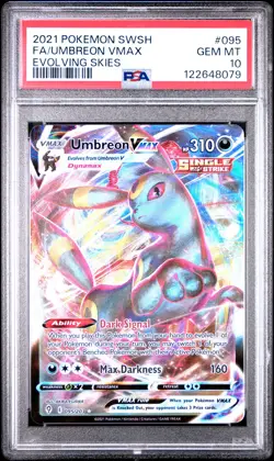 2021 POKEMON SWORD & SHIELD EVOLVING SKIES #095 FULL ART/UMBREON VMAX PSA 10 - Image 1