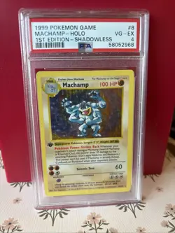 1999 Machamp 1st Edition Holo Shadowless POKEMON BASE SET #8 - Image 1