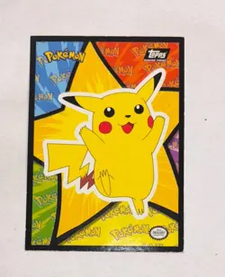 Topps Pokemon Pikachu Sticker Puzzle Card 1999 Movie Edition Black Logo - Image 1