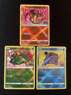 Pokemon Go TCG Radiant Charizard, Blastoise, Venusaur NM Condition 3 Card Lot - Image 1