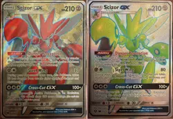 Pokemon Shiny Scizor GX Hidden Fates Shiny Vault MINT + FULL ART NM 2 CARD LOT ! - Image 1