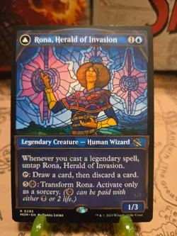 MTG Rona, Herald of Invasion March of the Machine Regular Showcase Rare NM - Image 1