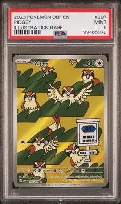 2023 POKEMON OBF EN-OBSIDIAN FLAMES 207 PIDGEY ILLUSTRATION RARE PSA 9 - Image 1