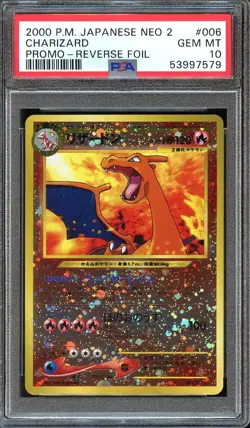 Pokemon 2000 Reverse Foil Charizard #006 Promo Neo 2 PSA 10 GEM MINT - Image 1