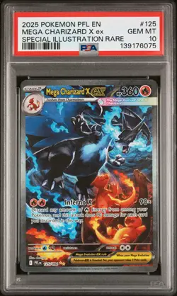 2025 POKEMON PFL EN-PHANTASMAL FLAMES #125 MEGA CHARIZARD X EX PSA 10 - Image 1