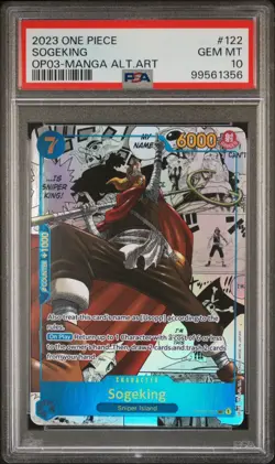 2023 ONE PIECE OP03-PILLARS OF STRENGTH MANGA ALTERNATE ART #122 SOGEKING PSA 10 - Image 1