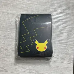 Pokemon PIKACHU 65 CT Black Card Sleeves 25th ANNIVERSARY Celebration Logo - Image 1