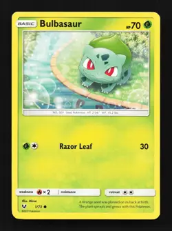Bulbasaur 1/73 LP Shining Legends English Pokemon Card TCG - Image 1
