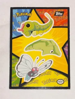 1999 Topps Pokemon The Movie Edition Sticker Card - Caterpie/Metapod/Butterfree - Image 1
