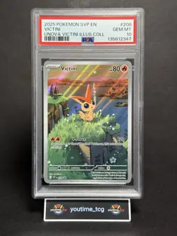 2025 Pokemon Svp EN-SV BSP Unova Collection Victini #208 PSA 10 - Image 1