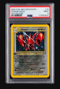 2001 POKEMON NEO DISCOVERY 1ST ED #10 SCIZOR-HOLO PSA 9 - Image 1
