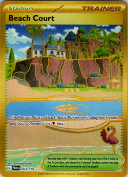 Beach Court 263/182 Pokemon TCG S&V Paradox Rift Gold Secret Rare NM - Image 1