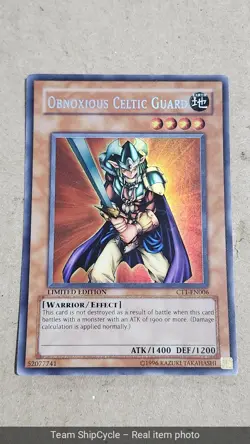 Yugioh LP Obnoxious Celtic Guard CT1EN006 Secret Rare Limited Edition G2U - Image 3