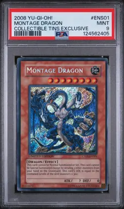 2008 YU-GI-OH! COLLECTIBLE TINS EXCLUSIVE MONTAGE DRAGON CT5-ENS01 PSA 9 - Image 1