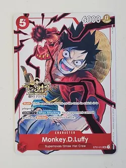 Monkey D. Luffy RARE 3RD ANNIVERSARY PROMO ALT ART ST01-012 ONE PIECE NON-FOIL - Image 1